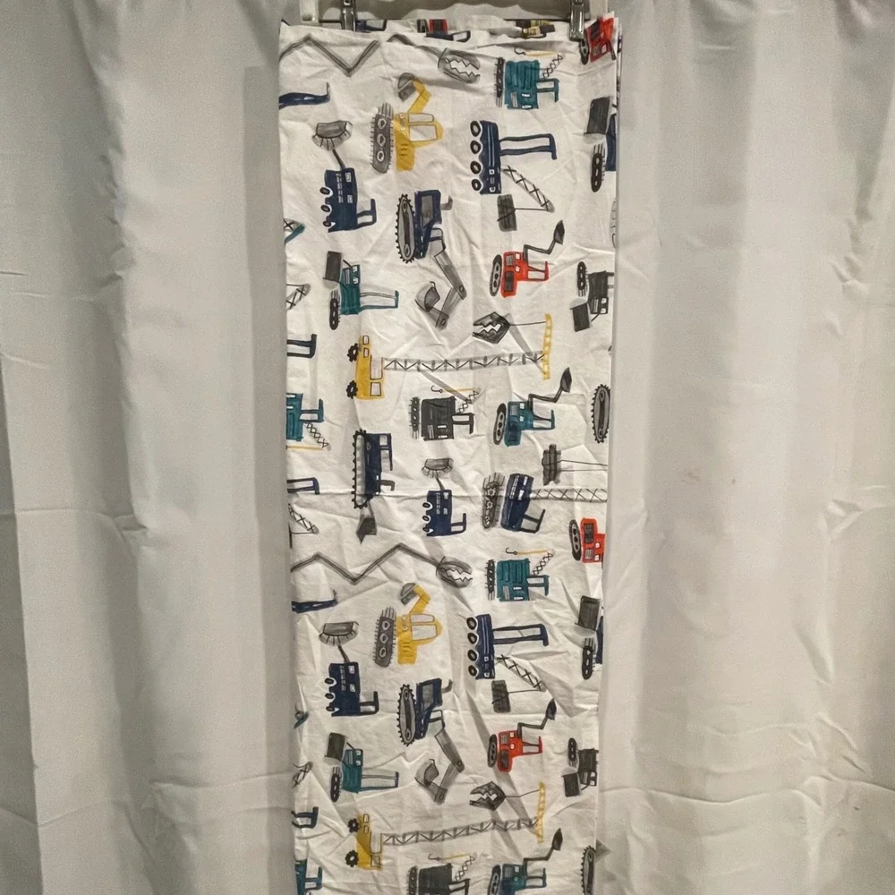 Pottery Barn Kids Construction Toddler Flat Sheet Organic Cotton Blue Orange